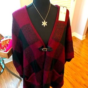 89Th&Madison shawl plaid pleather closer